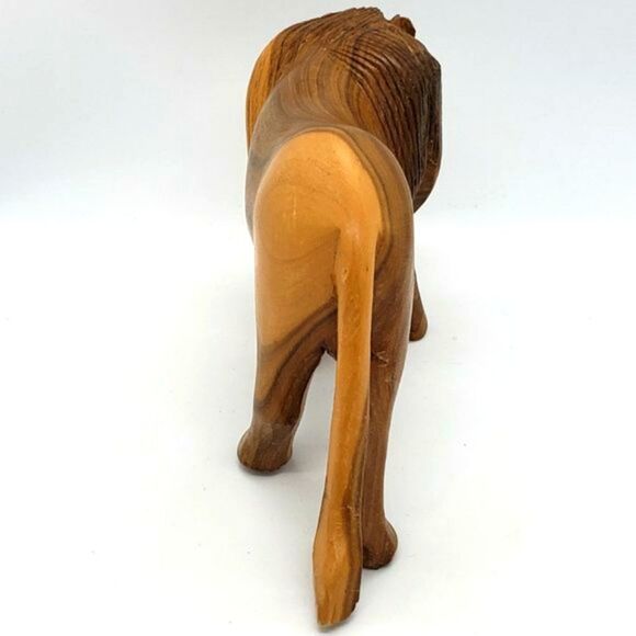 Vintage Hand Carved Wooden Lion Figurine - Picture 4 of 13